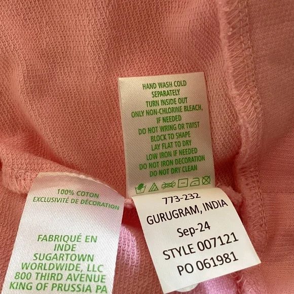 Lilly Pulitzer Cotton Rami Sweatshirt Pink Blossom 💕Love Graphic Embroidered M - Picture 11 of 14